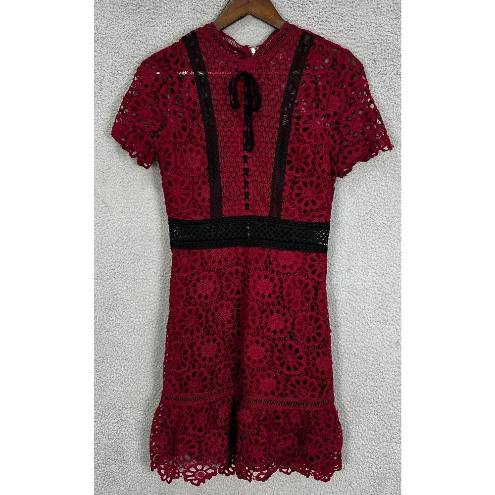 Aqua Red Lace Mini Dress